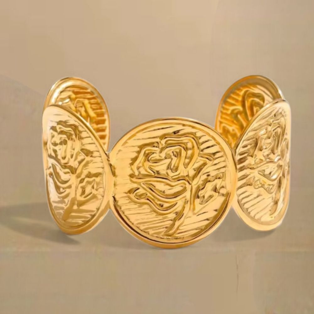 Gold Rose Cuff Bracelet Gold Plated | NWOT